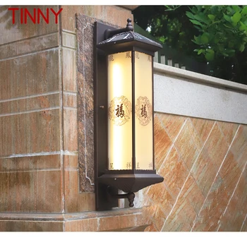 Жестяной солнечный настенный светильник для творчества на открытом воздухе Китайское бра Светодиодный Водонепроницаемый IP65 для дома, виллы, крыльца, двора