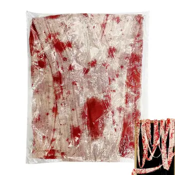 Жуткая ткань для Хэллоуина Красная кровавая марля Для украшения дверного проема на открытом воздухе Декоративная кровавая марля для коридора, лужайки, сцены