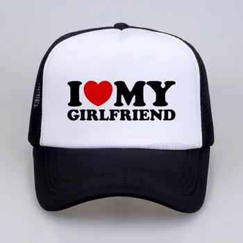 Забавная шляпа I Love Heart My Girlfriend Хлопчатобумажная уличная одежда, популярная летняя бейсболка с козырьком, Регулируемая сетчатая Дышащая Шляпа дальнобойщика
