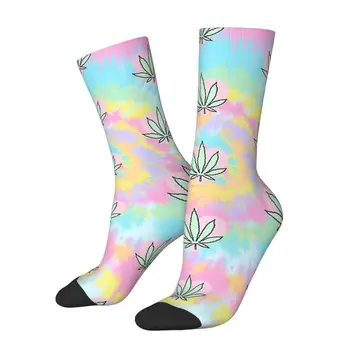 Забавные мужские носки с красителем для галстуков из листьев сорняков Винтажные носки из листьев сорняков в стиле хип-хоп Crazy Crew с подарочным рисунком
