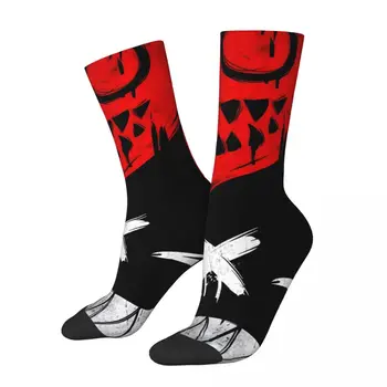 Забавный мужской носок Crazy Doodle Devil Smiling Red Harajuku Street Arts С дышащим рисунком, повседневный подарок