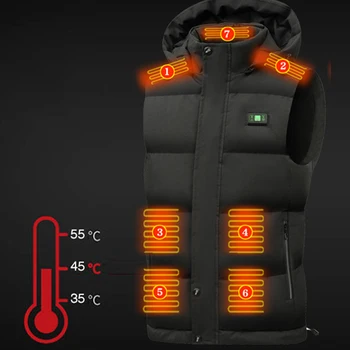 Зимний жилет Унисекс с подогревом, Ветрозащитная теплая одежда с подогревом, 15 зон нагрева, застежка-молния, Зарядка через USB, спортивная одежда для кемпинга на открытом воздухе