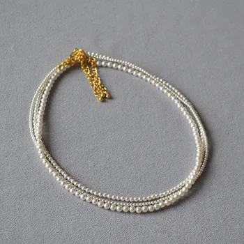 Изящное ультратонкое ожерелье на ключицах с круглым искусственным жемчугом во французском стиле, идеально подходящее для женщин