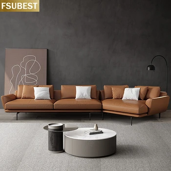 Итальянский L-образный угловой диван, Деревянный диван, Канапе, Hoekbank Muebles для гостиной