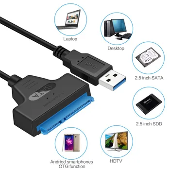 Кабель SATA-USB 3,0 / 2,0 Type C Со скоростью до 6 Гбит/с для 2,5-дюймового внешнего жесткого диска SSD SSD 22-контактный адаптер для Sata III для ПК