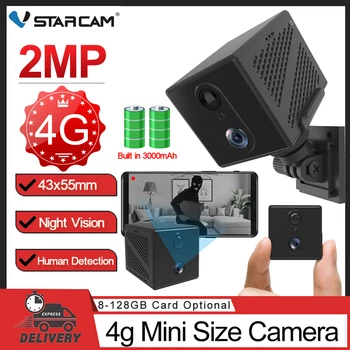 Камера видеонаблюдения Vstarcam 4G с низким энергопотреблением 1080P, перезаряжаемая батарея, Беспроводная система обнаружения движения PIR, кронштейн для IP-видеонаблюдения, камера