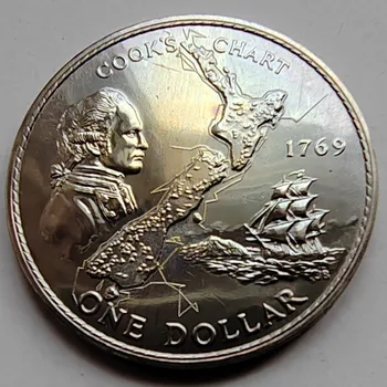 Капитан Кук Новозеландская монета в 1 юань 1969 года Диаметром 39 мм Монета в кронах Изысканная памятная монета Совершенно новая