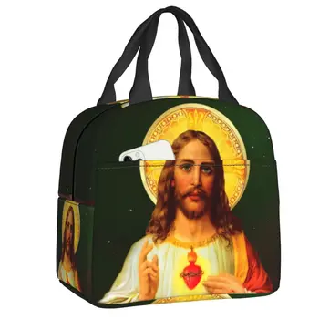 Католическая сумка для ланча Sacred Heart Of Jesus, холодильник для христианской веры, термоизолированный ланч-бокс для женщин, детские школьные рабочие сумки для еды