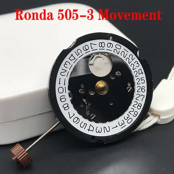 Кварцевый механизм Ronda 505-3, высококачественные Запасные части для часов с Quickset Datewheel и батареей Renata