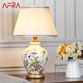Керамические настольные лампы AFRA, медный Современный роскошный настольный светильник с рисунком, светодиодные светильники для дома, спальни