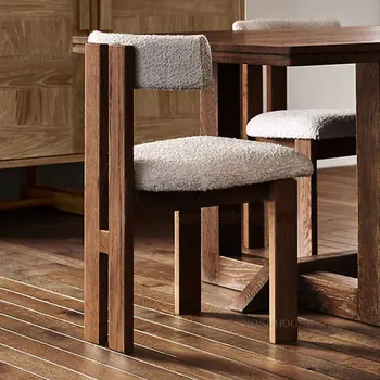 Китайские обеденные стулья из массива дерева в стиле ретро, Простые Домашние Бархатные стулья для переодевания из ягненка, Дизайнерский Стул для отдыха в семье Со спинкой A