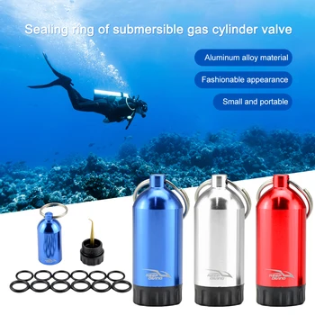 Клапан мини-баллона для дайвинга с 12 уплотнительными кольцами, бутылка для хранения комплекта, алюминиевый резервуар для подводного плавания, брелок для ключей для дайвинга