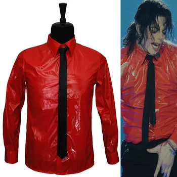 Классический костюм для косплея MJ, Красная рубашка из лакированной кожи, костюм на Хэллоуин Для опасного шоу Proformance