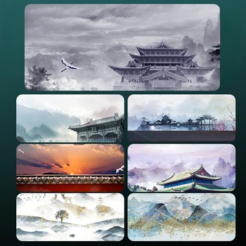 Коврик для мыши в китайском стиле, большая китайская пейзажная живопись в старинном стиле, индивидуальность, клавиатура с утолщенным краем