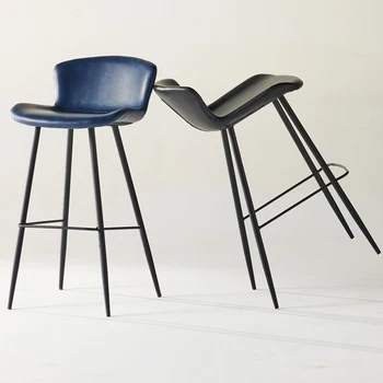 Кожаный высокий стол, барные стулья, кухонный остров, барный стул, металлический барный стул, скандинавский минимализм, мебель Cadeira Ergonomica