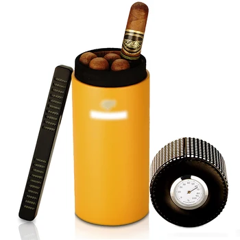 Кожаный дорожный хьюмидор, коробка для сигар, переносной футляр для сигар из кедрового дерева, банка с увлажнителем, гигрометр, коробка для хьюмидора на 5 сигар