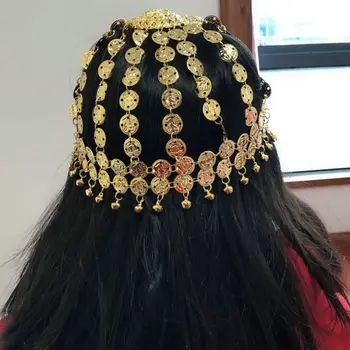 Колокольчик Головной Убор Металлический Костюм Шляпа Женщины Девушки Аксессуар для волос для сцены ночного клуба Таиланд/Индия/Арабская вечеринка