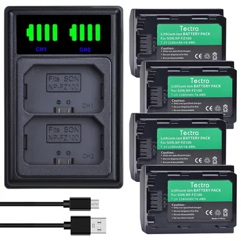 Комплект зарядных устройств NP-FZ100 NP FZ100 (порты Micro и Type-C), совместимый с Sony Alpha A7 III, A7R III, A7R IV, A9, Alpha 9, A7R3