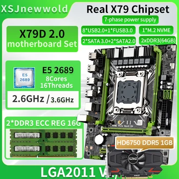 Комплект материнской платы X79D2.0 с процессором E5 2689 и оперативной памятью DDR3 REG 2 * 16 ГБ и видеокартой HD6750 DDR5 1 ГБ NVME M.2 SATA 3.0