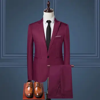Комплект мужских брюк, однотонный костюм, пальто, комплект брюк, стильный мужской деловой комплект спецодежды, облегающие однотонные брюки средней посадки для офиса