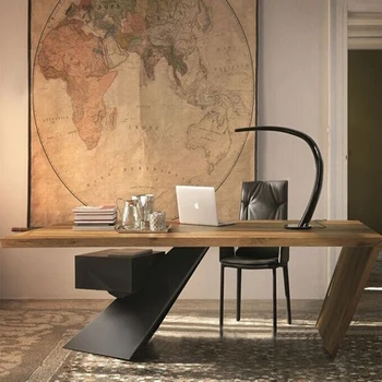 Компьютерный стол из массива дерева в американском стиле, Современный минималистичный офисный стол