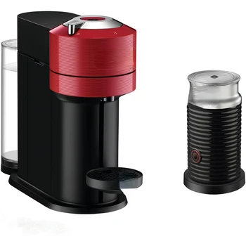 Кофеварка Next красного цвета и вспениватель молока Aeroccino3 черного цвета
