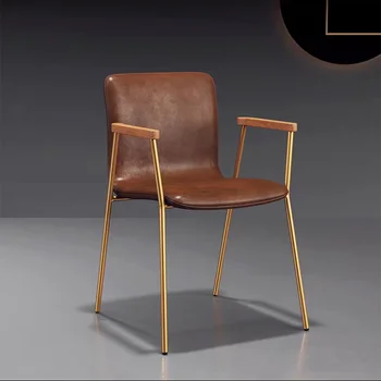 Кофейный стул Простой обеденный стул с откидной спинкой Современный дизайнерский офисный стул в стиле ЛОФТ из железа в скандинавском Ретро-индустриальном стиле высокого класса