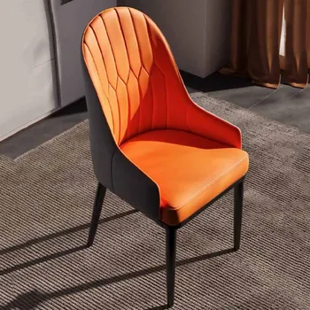 Красивые обеденные стулья с мягкой обивкой Nordic Водонепроницаемые Роскошные Уникальные Обеденные стулья Orange Lounge Sedie Da Pranzo Мебель для дома