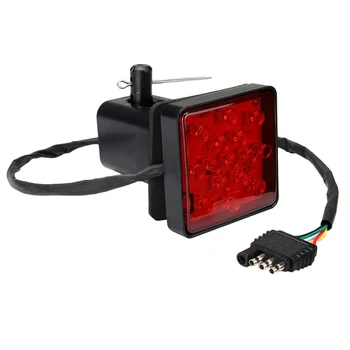 Красный 15 светодиодов 2-дюймовый прицеп для прицепного устройства, крышка приемника для буксировки, стоп-сигнал со штырем 12V