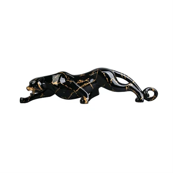 Креативная статуэтка животного Леопарда из черного золота, поделки дикой силы, украшения для дома, украшения для рабочего стола, Статуэтки Темной пантеры, подарок