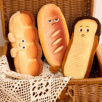 Креативный милый пенал для хлеба, имитирующий тост с изображением хот-дога, чехол для карандашей, мягкий пенал на молнии