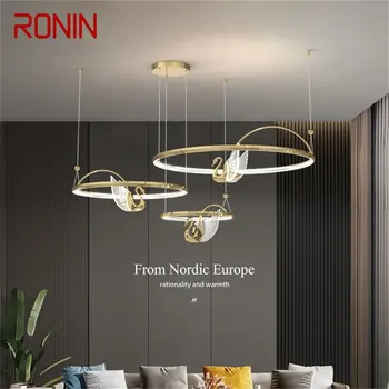 Креативный подвесной светильник RONIN Nordic, Люстра с круглым кольцом в виде Лебедя, лампа для спальни, гостиной, дома, современные светильники