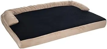 Кровать для собак \ u2013 51x35,5 Спальное место для домашних животных - 3-слойный ортопедический диван для собак с охлаждающим гелем, пеной с эффектом памяти и подушкой для шеи (коричневый / черный)