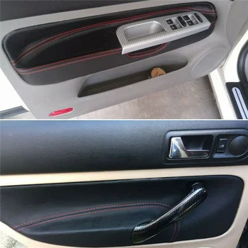 Крышка дверной панели LHD для-VW Golf 4 MK4 Jetta 1998 - 2005, Наклейка на панель подлокотника двери автомобиля, отделка Наклейкой Черного цвета с