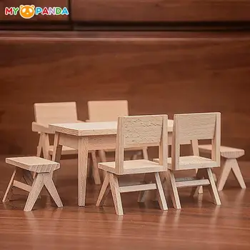 Кукольный домик в миниатюре 1:12, Обеденный стол, стул, Скамейка, Кресло, Мебель в европейском стиле, Кукольный дом, Декорация сцены, Аксессуары для игрушек