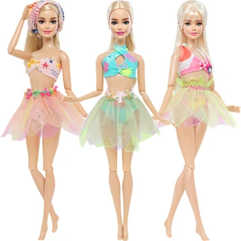 Купальники для куклы BJDBUS + мини-платье, модные купальники, бикини, Спасательный круг, летняя пляжная одежда для купания, аксессуары для куклы Барби, игрушки