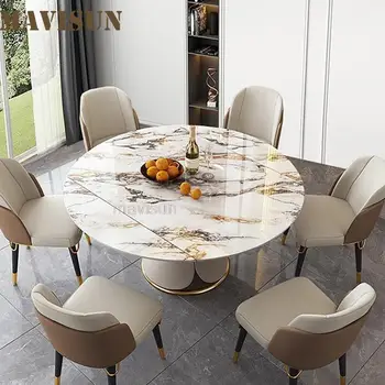 Лаконичный мраморный обеденный стол, современный шиферный складной домашний Великолепный Практичный стол для переговоров, Выдвижной кухонный стол Круглый