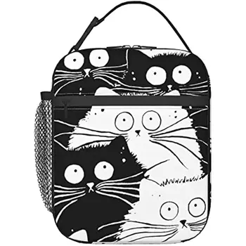 Ланч-бокс Manga Black and White Cat Герметичный Органайзер для ланча Компактная водонепроницаемая сумочка Многоразовый контейнер для еды для ланча