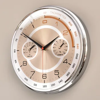 Легкие роскошные настенные часы с отключением температуры и влажности, простая креативная металлическая атмосфера, современные модные часы-часы