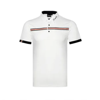 Летние мужские рубашки для гольфа Из быстросохнущего дышащего полиэстера и спандекса, одежда с коротким рукавом, рубашки Поло для гольфа