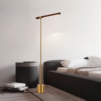 Линейный деревянный светодиодный торшер Современная минималистичная реплика лампы, светодиодное украшение гостиной, прикроватный вертикальный торшер в стиле лофт