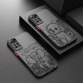 Матовый Чехол Для Xiaomi Redmi Note 12 7 8 9 8T 11T 8 10 Pro 9S 10S 11 11S Чехол для Redmi 9A 9 12C K40 Животное Слон Собака Черепаха