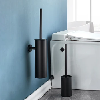 Матовый черный держатель для туалетной щетки из нержавеющей стали, прочная вертикальная щетка для унитаза в ванной, настенный ZR2412