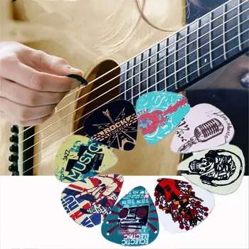 Медиаторы для акустической гитары со Смешанным рисунком, Медиаторы, Целлулоидная Шрапнель, Медиаторные Рок-жесты, 0,71 мм, 10шт