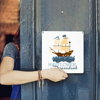 Металлическая жестяная вывеска Mayflower Descendant 12x12 дюймов, износостойкий декор для бара и кофейни