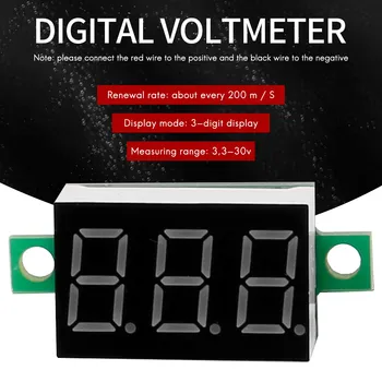 Мини-Цифровой Вольтметр LED Voltage Display Panel Meter 3.3-30V Зеленый Светодиод