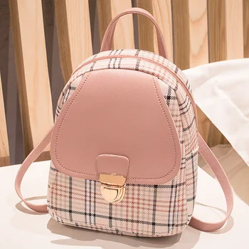 Мини-рюкзак, сумка через плечо для девочки-подростка, клетчатая женская сумочка для телефона в корейском стиле, новая модная женская кепка