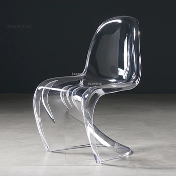 Минималистичные дизайнерские Пластиковые Обеденные стулья, Кристально Прозрачная Мебель для столовой, Креативный обеденный стул для гостиной в скандинавском стиле A