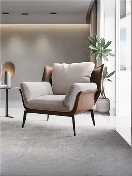 Минималистичный стул для отдыха, легкий роскошный одноместный диван, современный минималистичный дизайнерский стул для гостиной из искусственной кожи