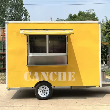 Многофункциональные Индивидуальные буксируемые кухонные прицепы Концессионный продовольственный прицеп Мобильный грузовик для общественного питания с печью для пиццы